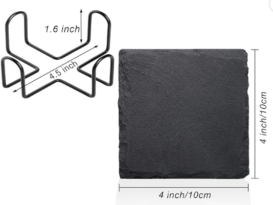 Custom BMX Engraved Slate Coaster Set (4‑Pack + Holder) – Poly‑Sealed